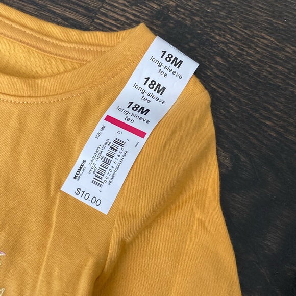 Girls Yellow Marigold Floral Cat Graphic Print Long Sleeve 2-Piece Set 18 Months - Picture 7 of 8